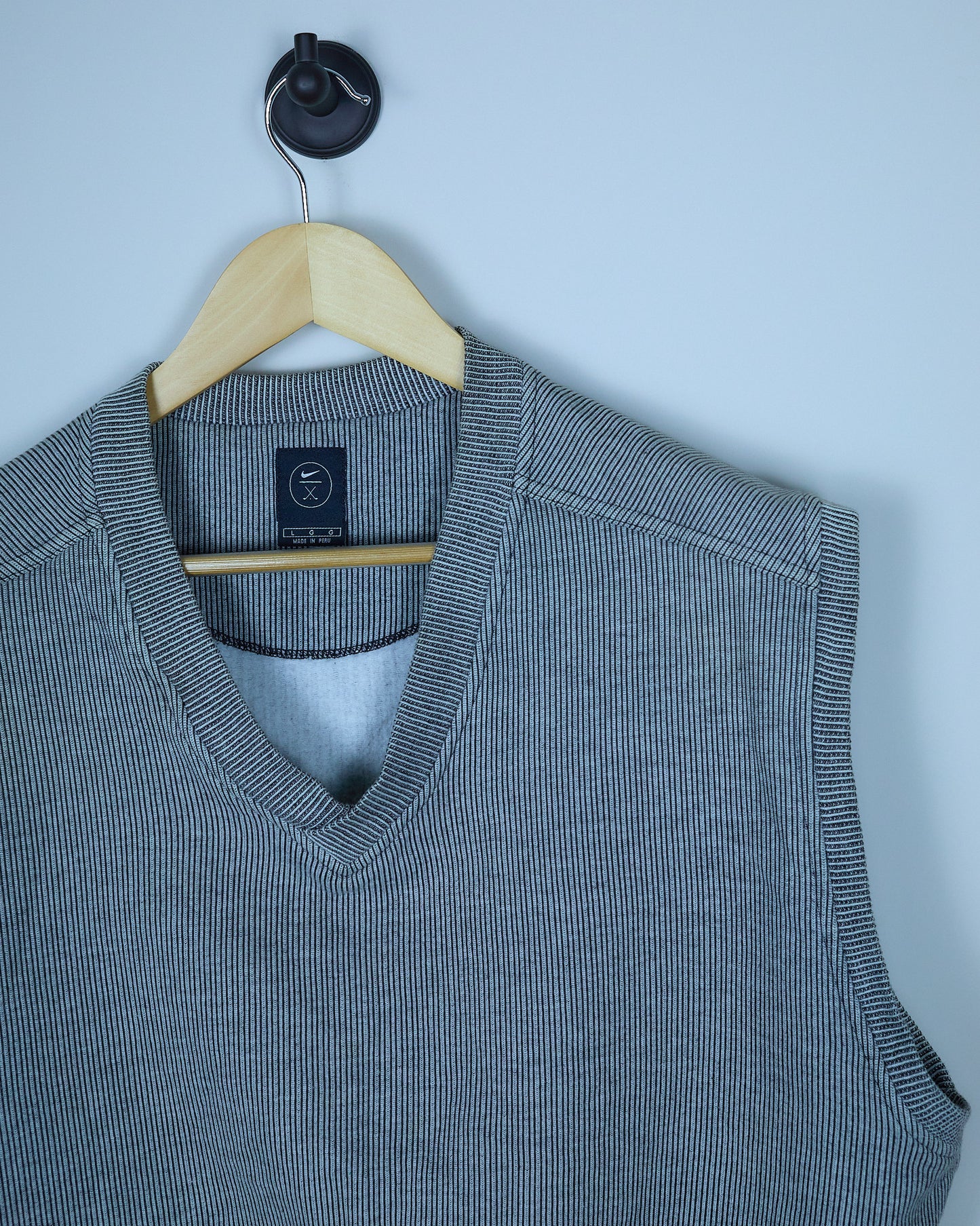 Early 90s Nike Golf Grey Striped V Neck Vest Gilet (L/M)