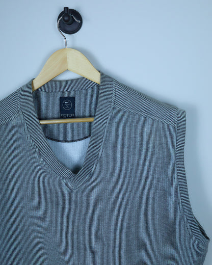 Early 90s Nike Golf Grey Striped V Neck Vest Gilet (L/M)