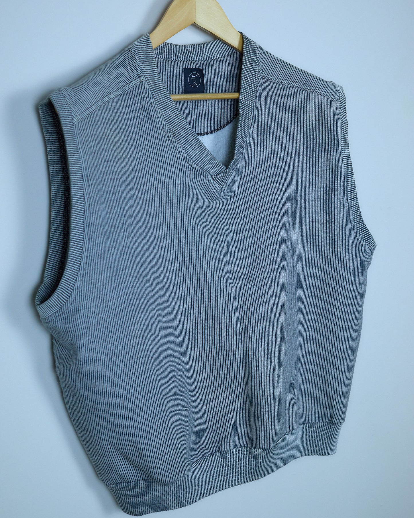 Early 90s Nike Golf Grey Striped V Neck Vest Gilet (L/M)