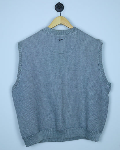 Early 90s Nike Golf Grey Striped V Neck Vest Gilet (L/M)