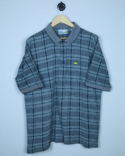 Late 80s/early 90s Masters x Slazenger Golf Green/Grey Weave Pattern Polo (XL)