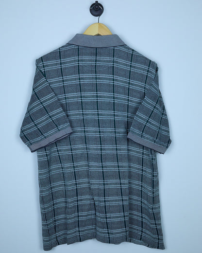 Late 80s/early 90s Masters x Slazenger Golf Green/Grey Weave Pattern Polo (XL)