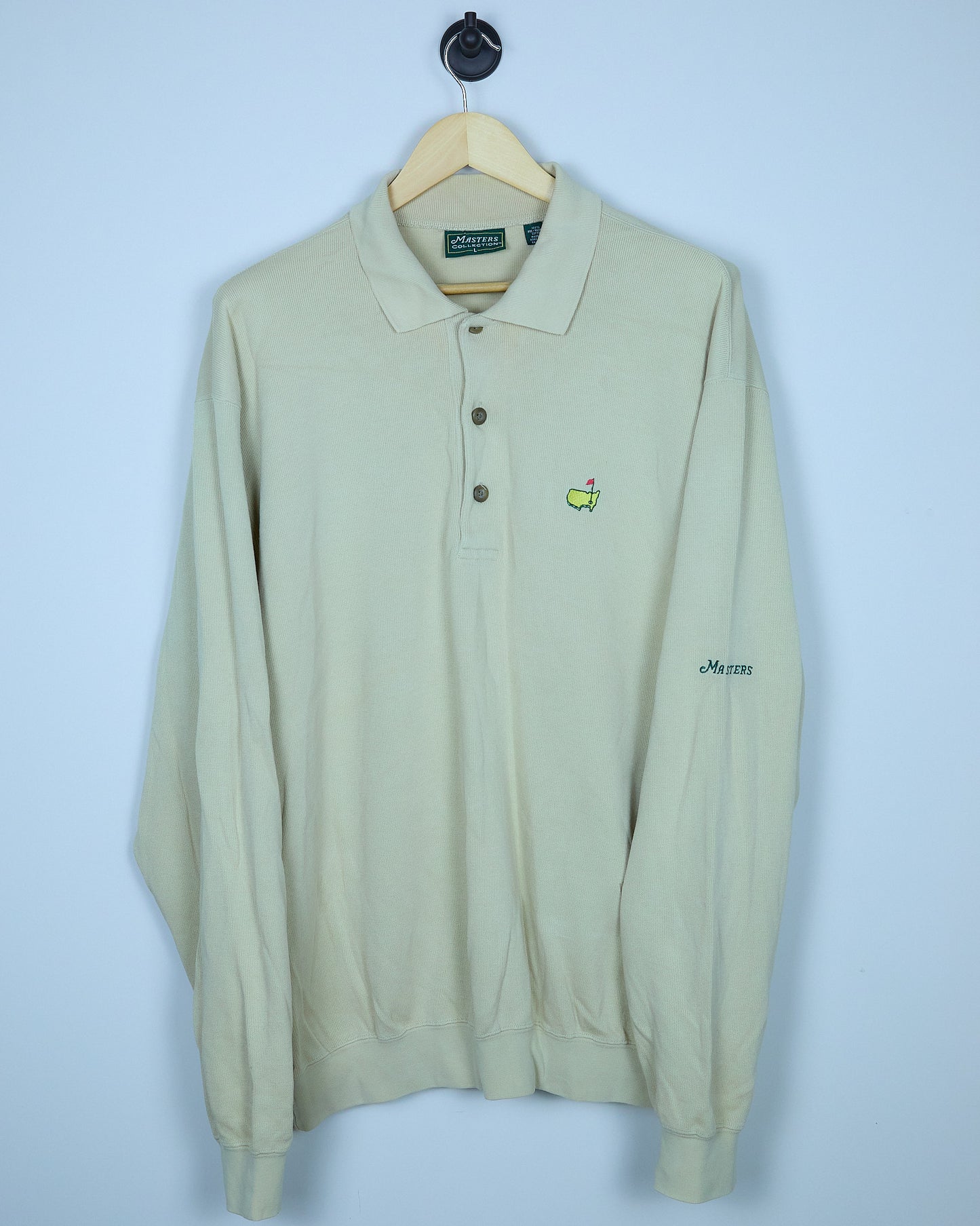 Early 90s Augusta Masters Beige Long Sleeve Jumper Polo (L)