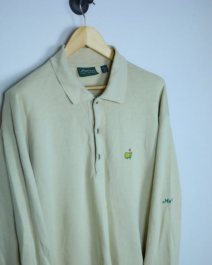 Early 90s Augusta Masters Beige Long Sleeve Jumper Polo (L)