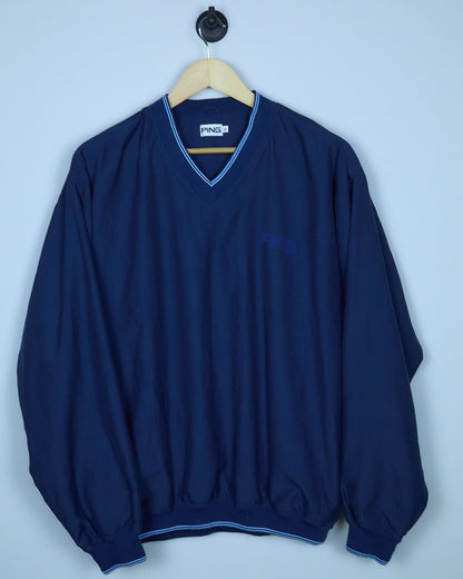 Mid 90s Ping Golf Dark Blue V Neck Windbreaker Jacket (M)