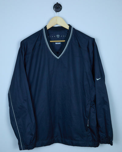 Early 90s Nike Golf Black/Dark Grey V Neck Windbreaker Jacket (M)