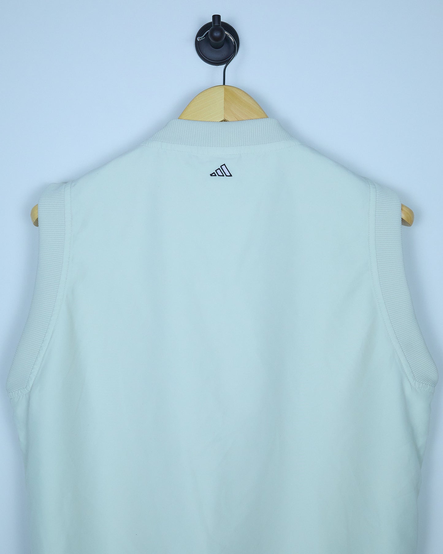 Mid 90s Adidas Golf Cream/Black V Neck Gilet Windbreaker Jacket (M)