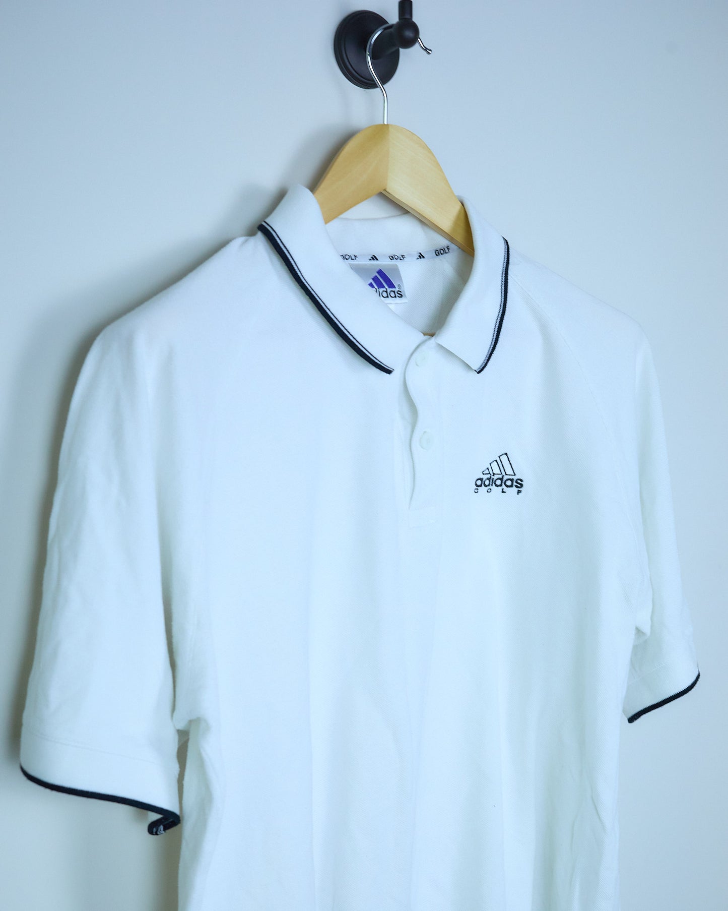 Mid 90s Adidas Golf White/Black Polo (XL)