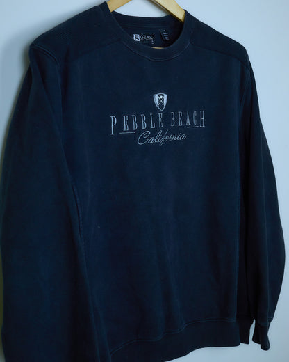 Early 90s Gear For Sports, Pebble Beach, Black/Silver Crew Neck Jumper (M)