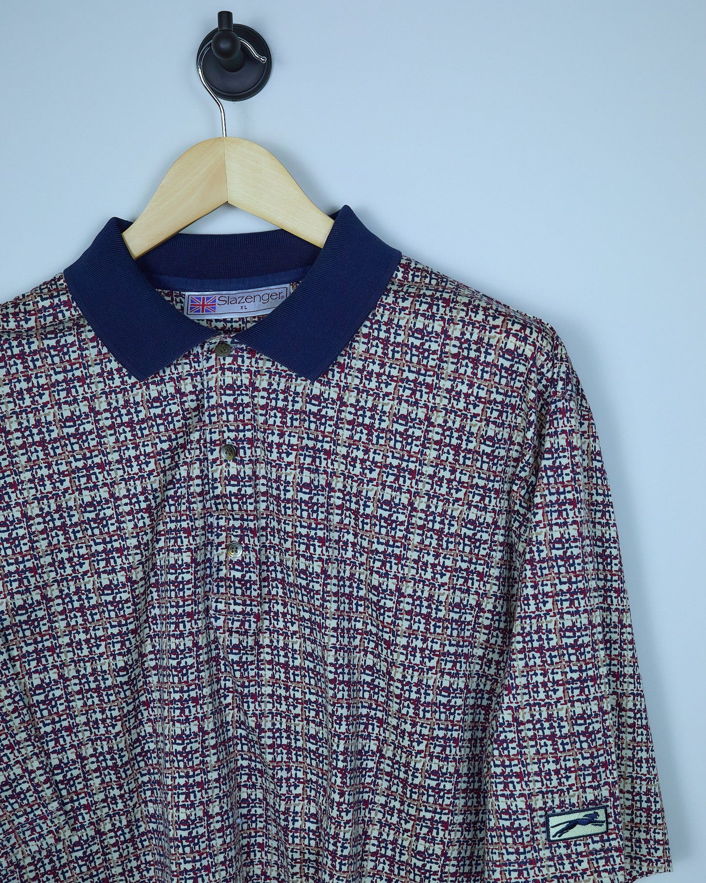 Early 90s Slazenger Golf Red/Blue Pattern Polo (XL)