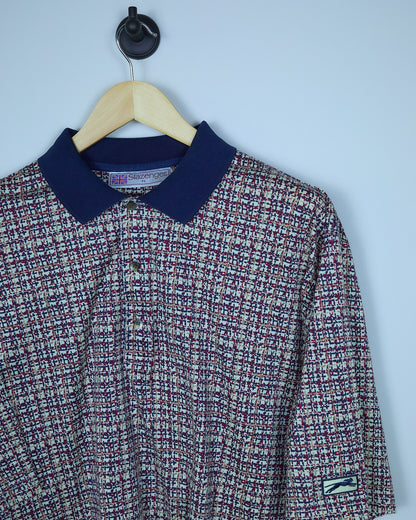 Early 90s Slazenger Golf Red/Blue Pattern Polo (XL)