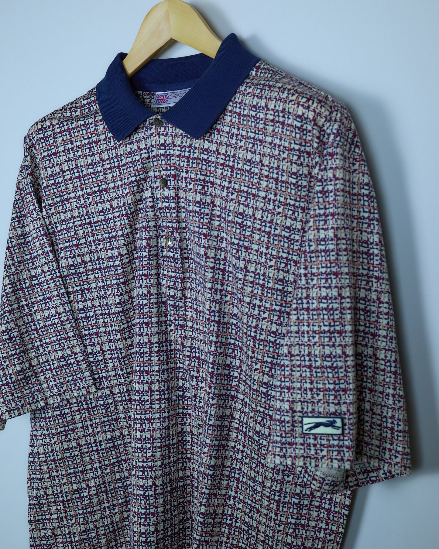 Early 90s Slazenger Golf Red/Blue Pattern Polo (XL)