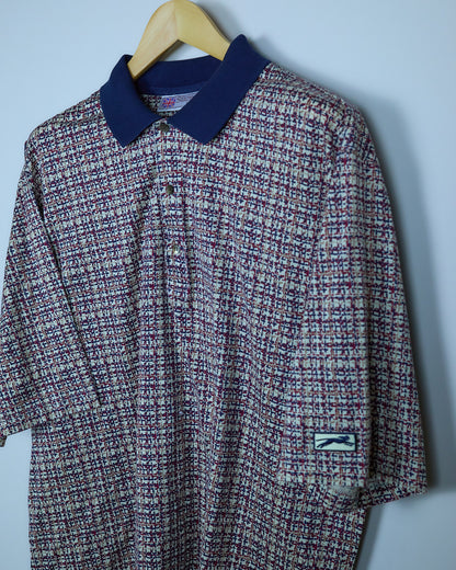 Early 90s Slazenger Golf Red/Blue Pattern Polo (XL)
