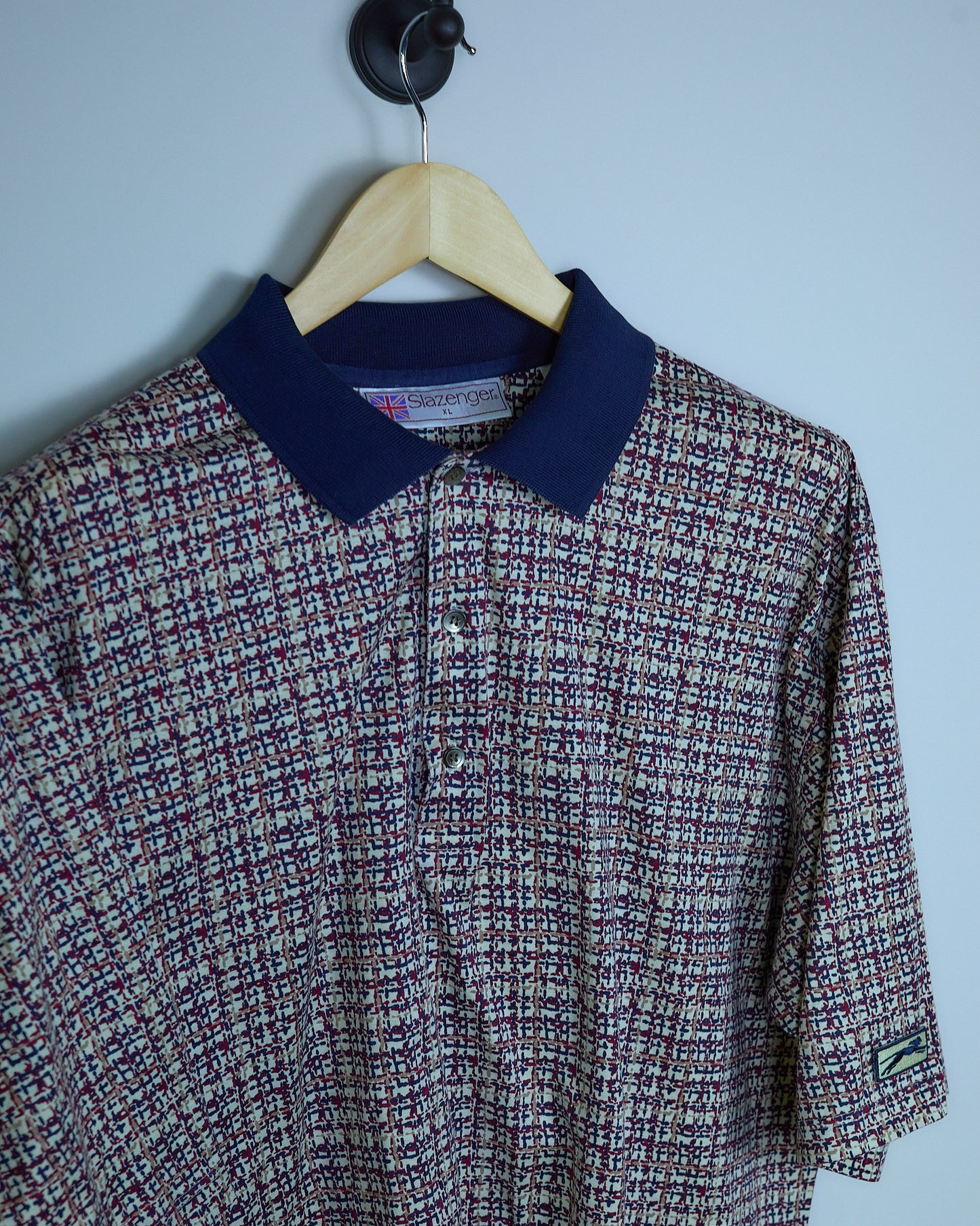 Early 90s Slazenger Golf Red/Blue Pattern Polo (XL)