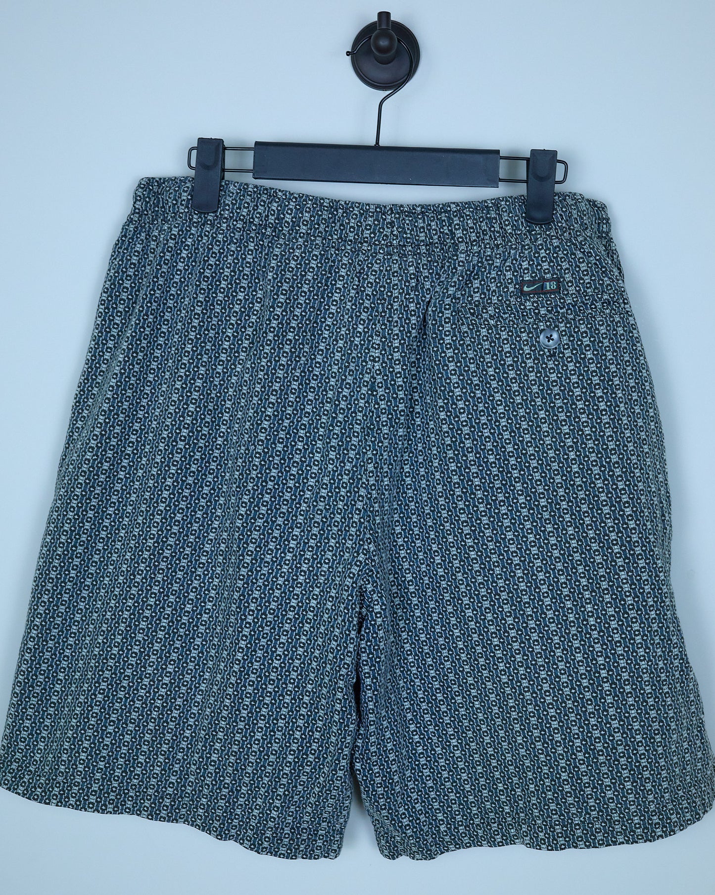 Early 90s Nike Golf Swoosh 18Dark Blue/Grey Pattern Shorts (L)