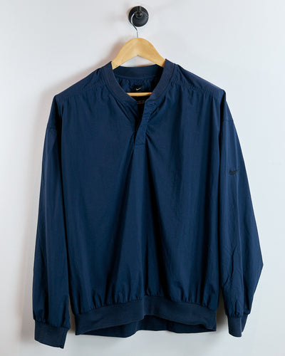 90s Nike Golf Navy Blue/Black Tick Windbreaker Button Collar (L)