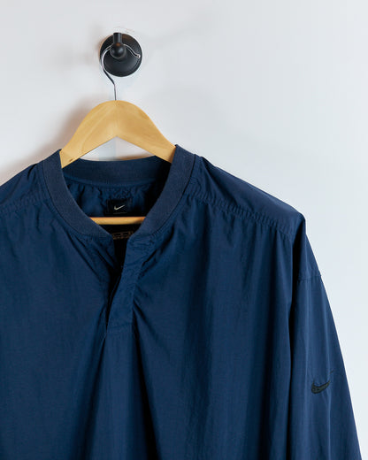 90s Nike Golf Navy Blue/Black Tick Windbreaker Button Collar (L)