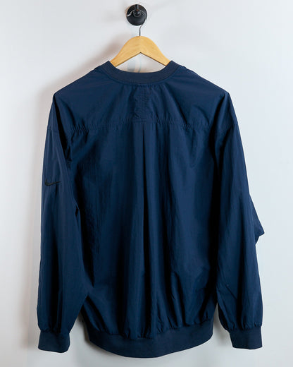 90s Nike Golf Navy Blue/Black Tick Windbreaker Button Collar (L)
