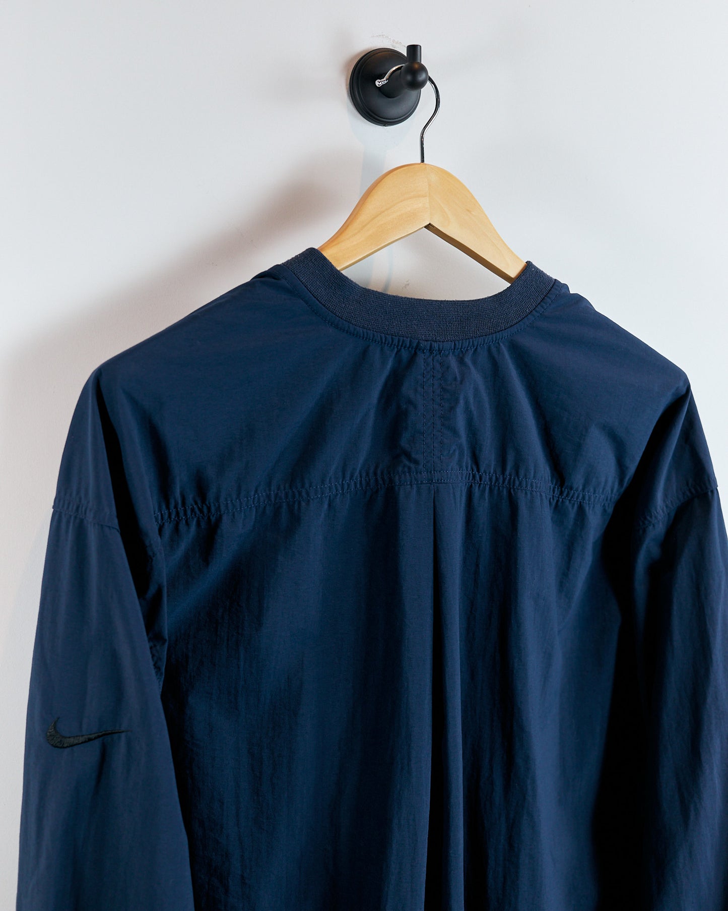 90s Nike Golf Navy Blue/Black Tick Windbreaker Button Collar (L)