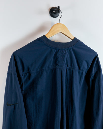 90s Nike Golf Navy Blue/Black Tick Windbreaker Button Collar (L)