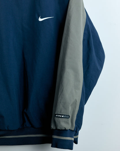90s Nike Storm-Fit Blue/Brown Detailing Crew Neck Windbreaker (L)