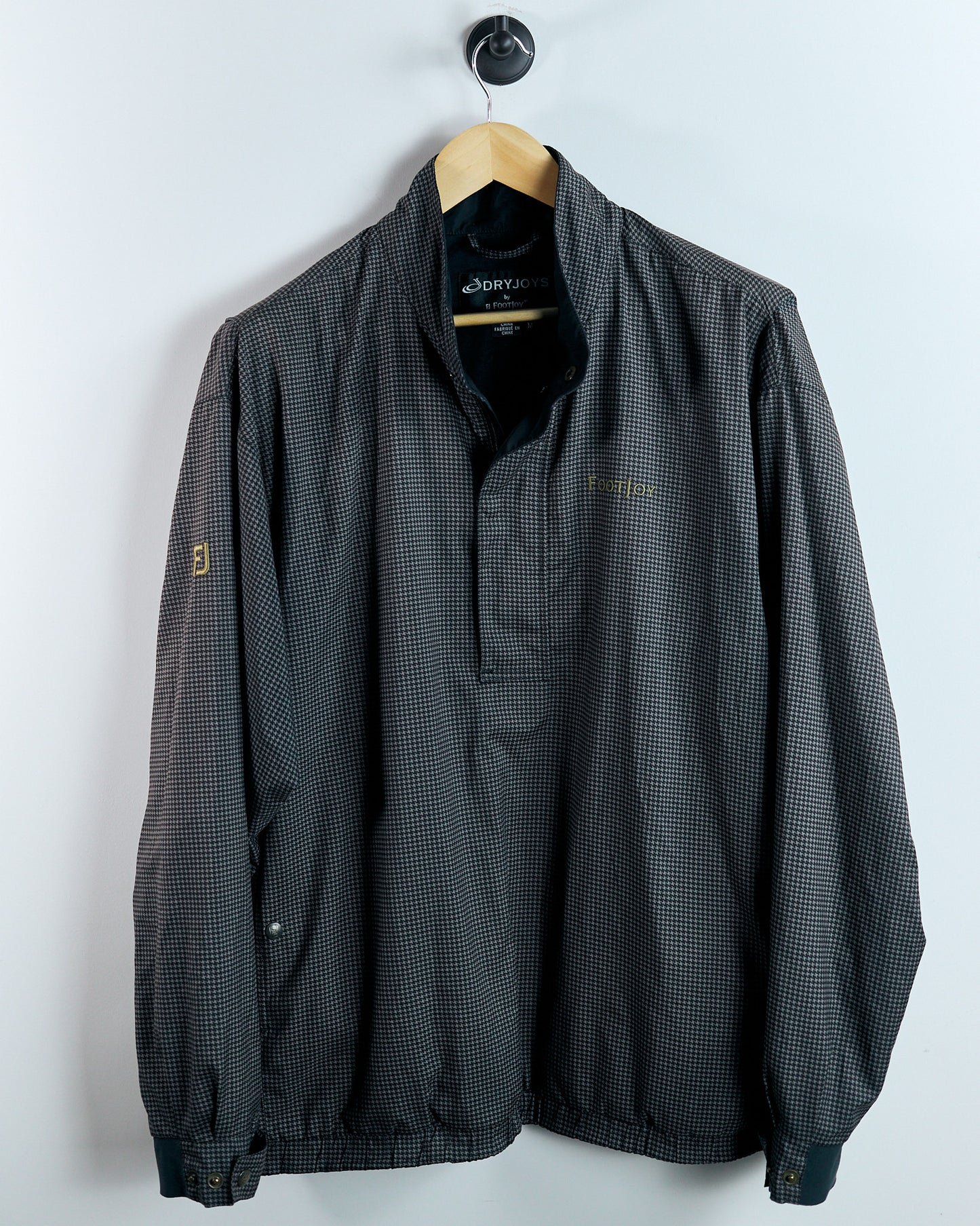 90s FootJoy Brown Houndstooth Print Windbreaker (M)