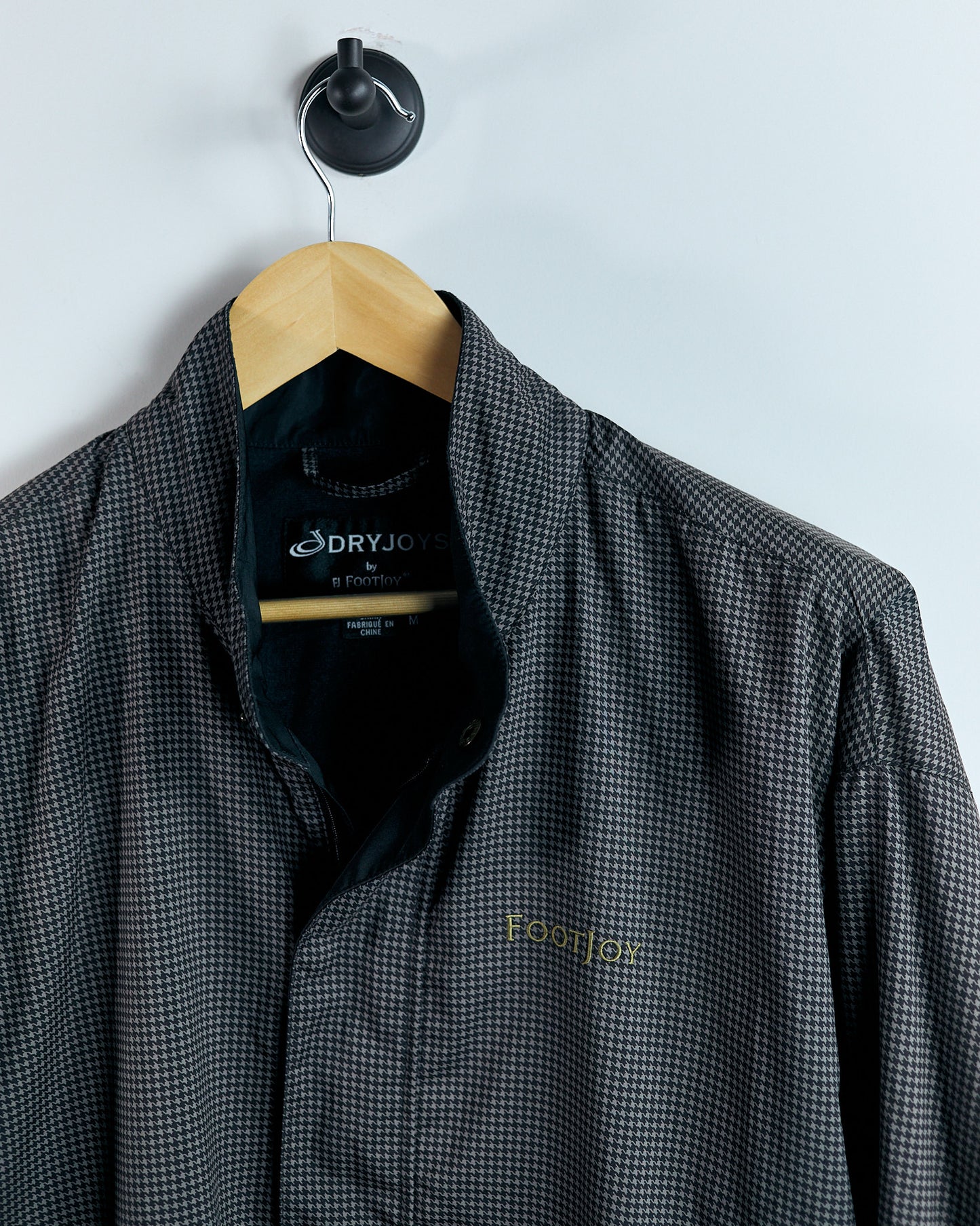 90s FootJoy Brown Houndstooth Print Windbreaker (M)