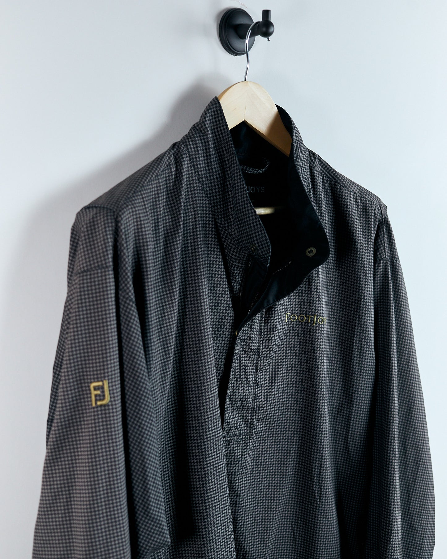 90s FootJoy Brown Houndstooth Print Windbreaker (M)