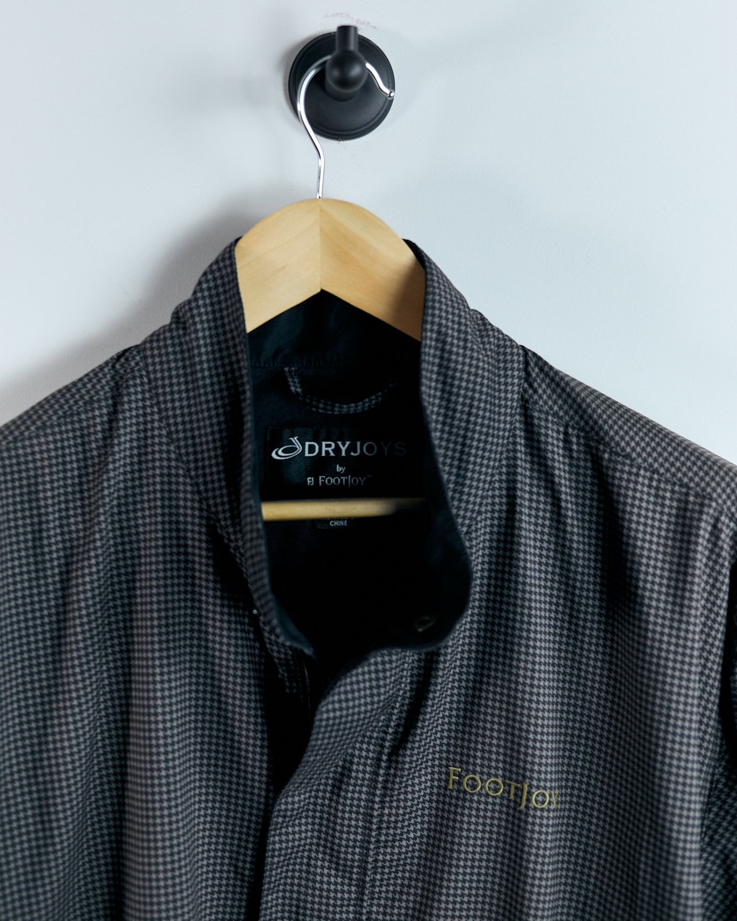 90s FootJoy Brown Houndstooth Print Windbreaker (M)