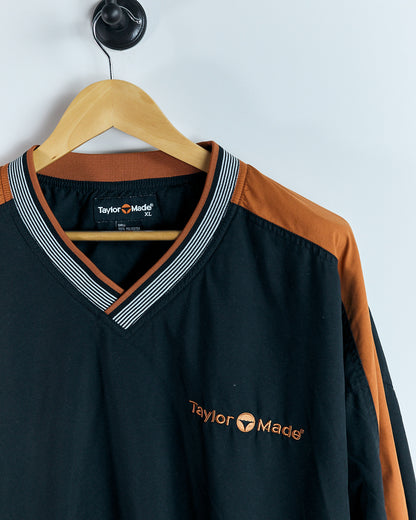 90s TaylorMade Black/Orange V Neck Windbreaker Jacket (XL)