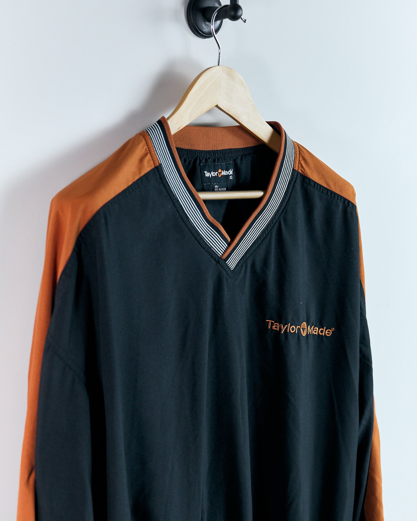 90s TaylorMade Black/Orange V Neck Windbreaker Jacket (XL)