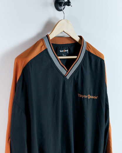 90s TaylorMade Black/Orange V Neck Windbreaker Jacket (XL)