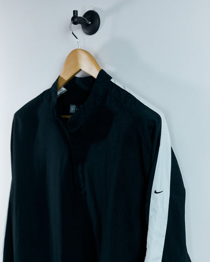 90s Nike Shield Logo Black/White Mock Collar Quarter Zip Wind Jacket (