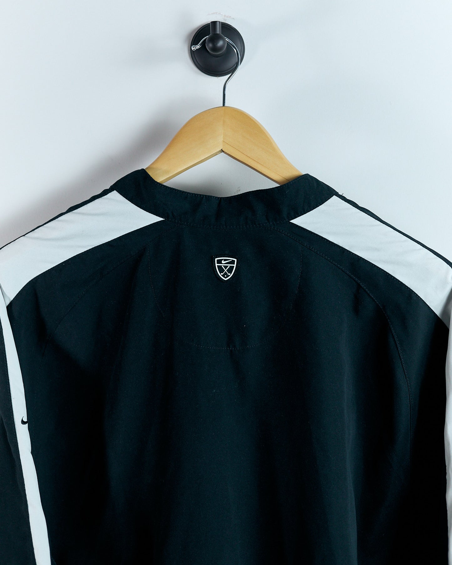 90s Nike Shield Logo Black/White Mock Collar Quarter Zip Wind Jacket (