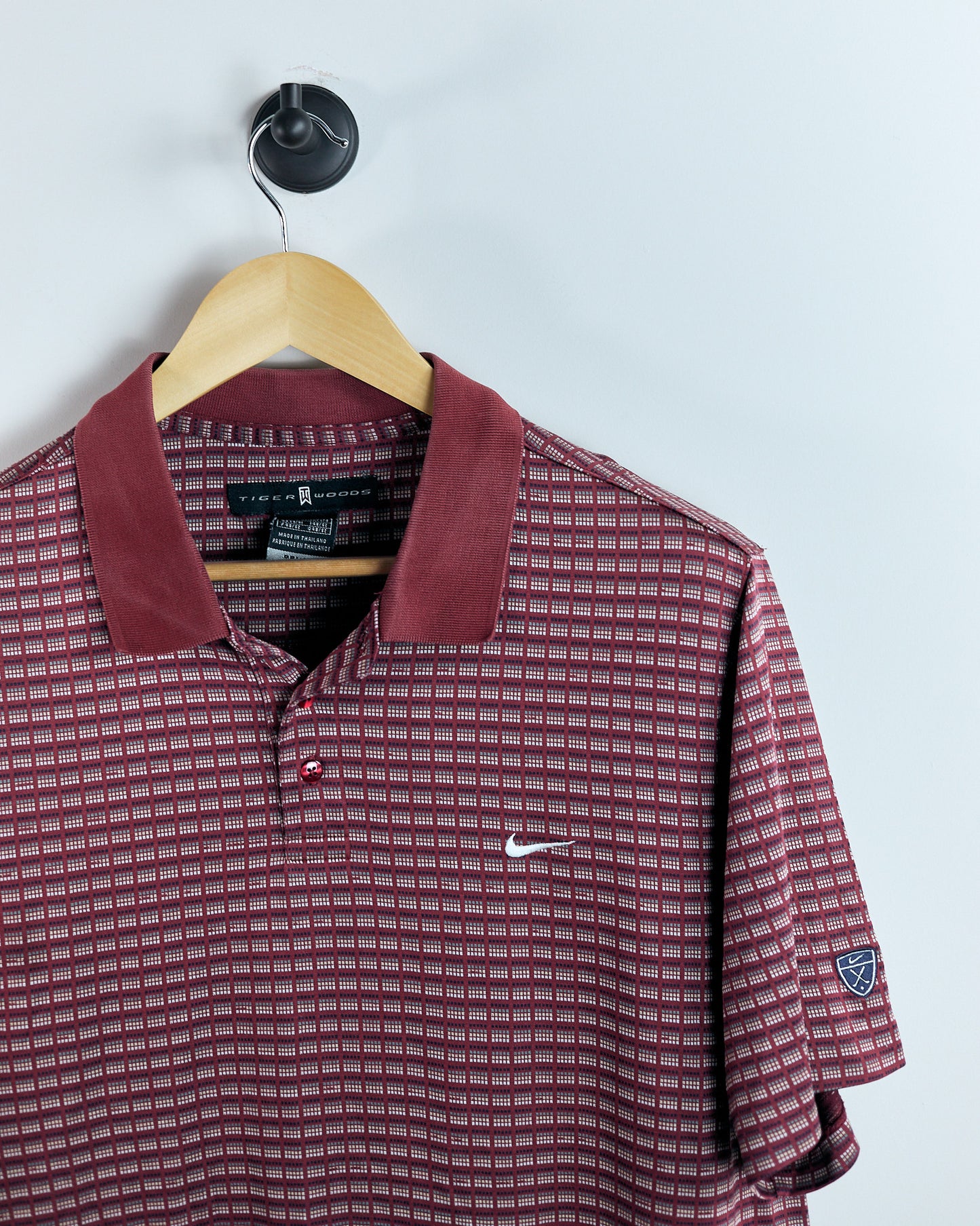 90s Tiger Woods Red Pattern Polo (M)