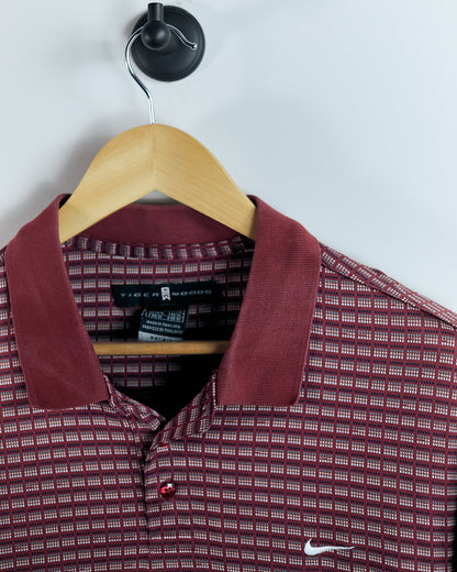 90s Tiger Woods Red Pattern Polo (M)