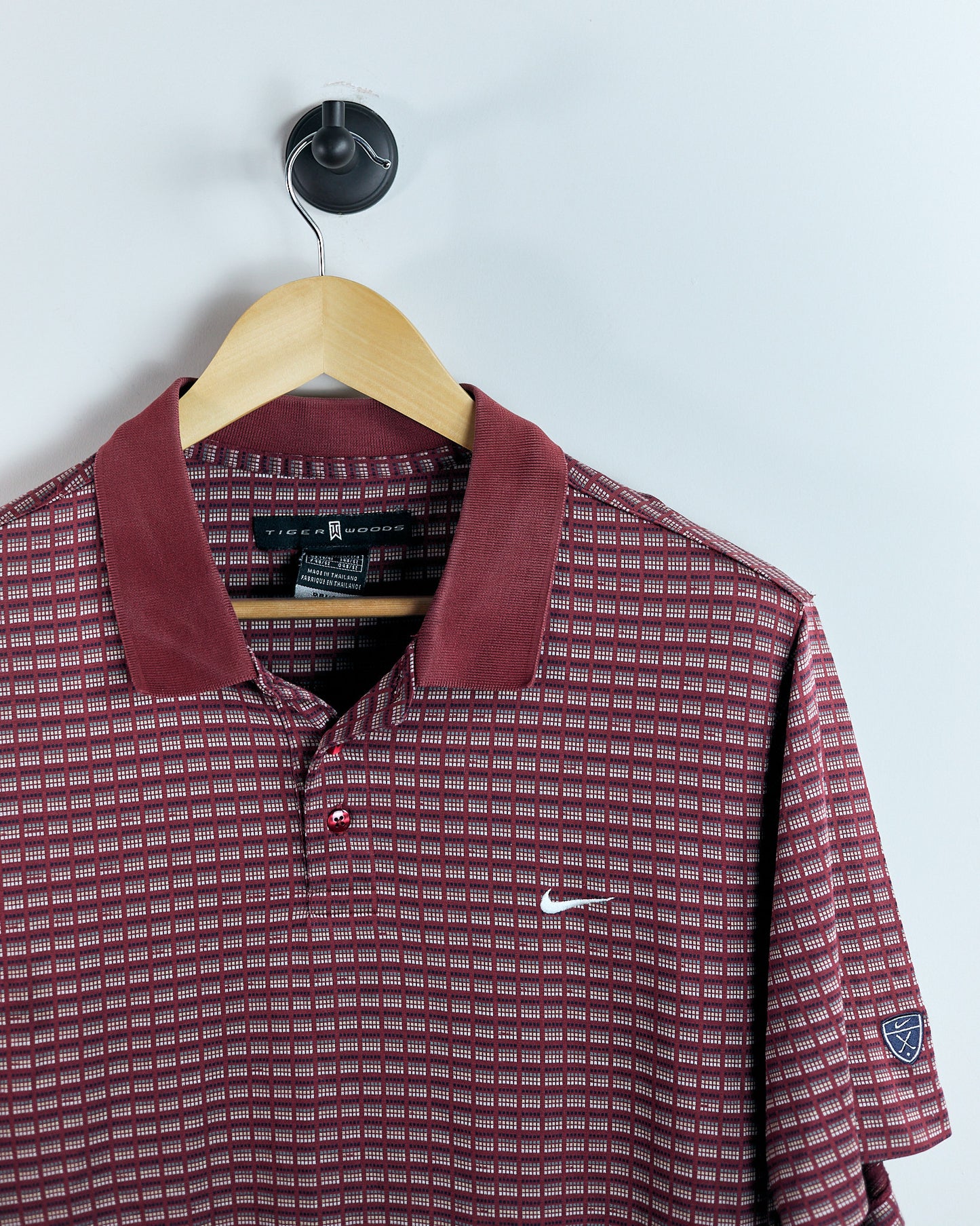 90s Tiger Woods Red Pattern Polo (M)