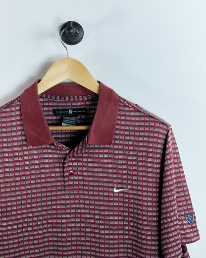 90s Tiger Woods Red Pattern Polo (M)