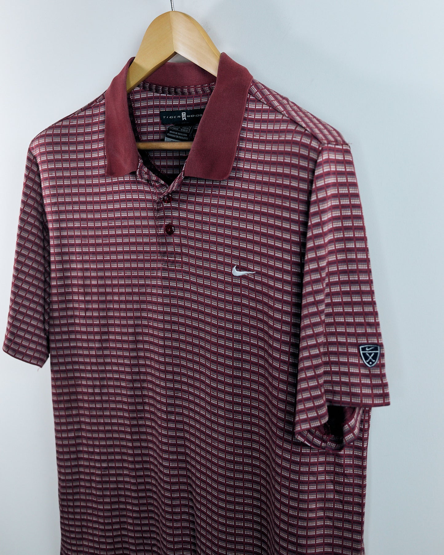 90s Tiger Woods Red Pattern Polo (M)