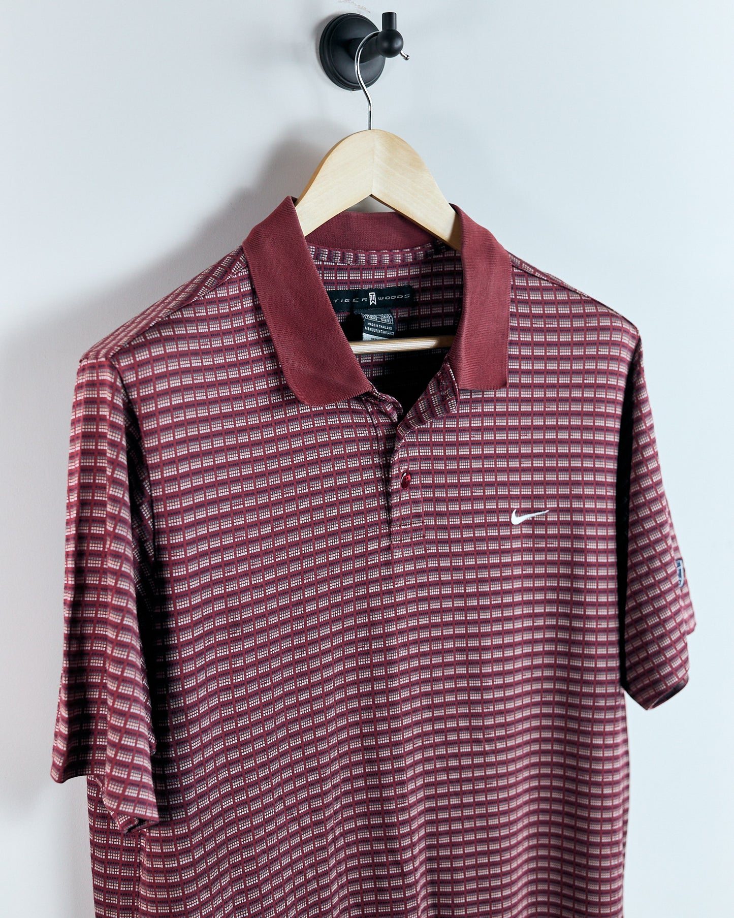 90s Tiger Woods Red Pattern Polo (M)