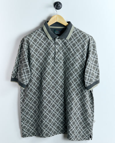 90s Greg Norman Brown/Cream Chequered Polo (L)