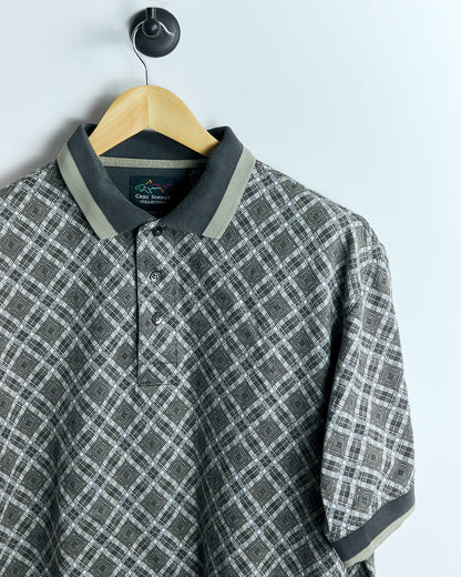 90s Greg Norman Brown/Cream Chequered Polo (L)