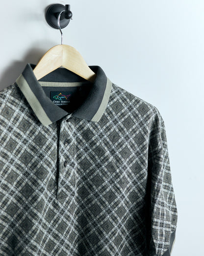 90s Greg Norman Brown/Cream Chequered Polo (L)
