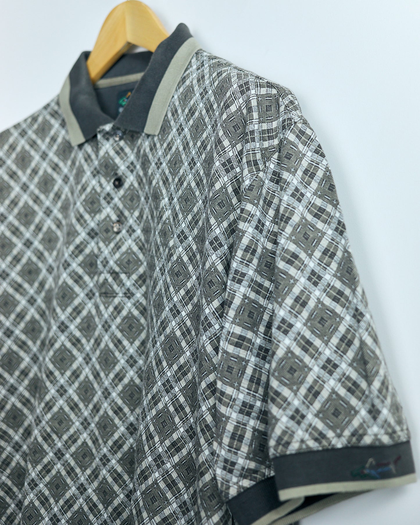 90s Greg Norman Brown/Cream Chequered Polo (L)