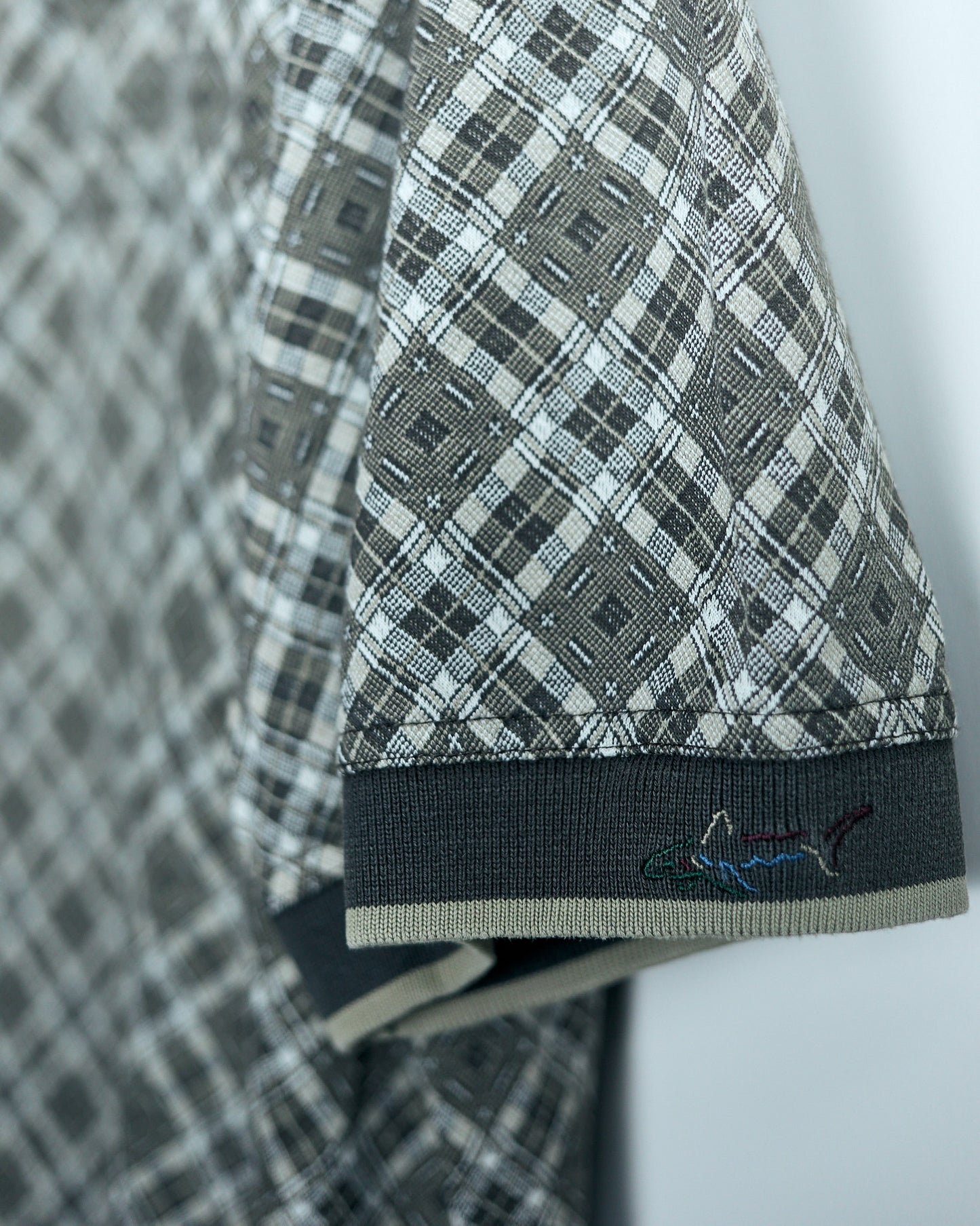 90s Greg Norman Brown/Cream Chequered Polo (L)