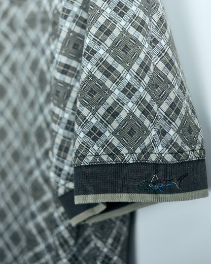 90s Greg Norman Brown/Cream Chequered Polo (L)