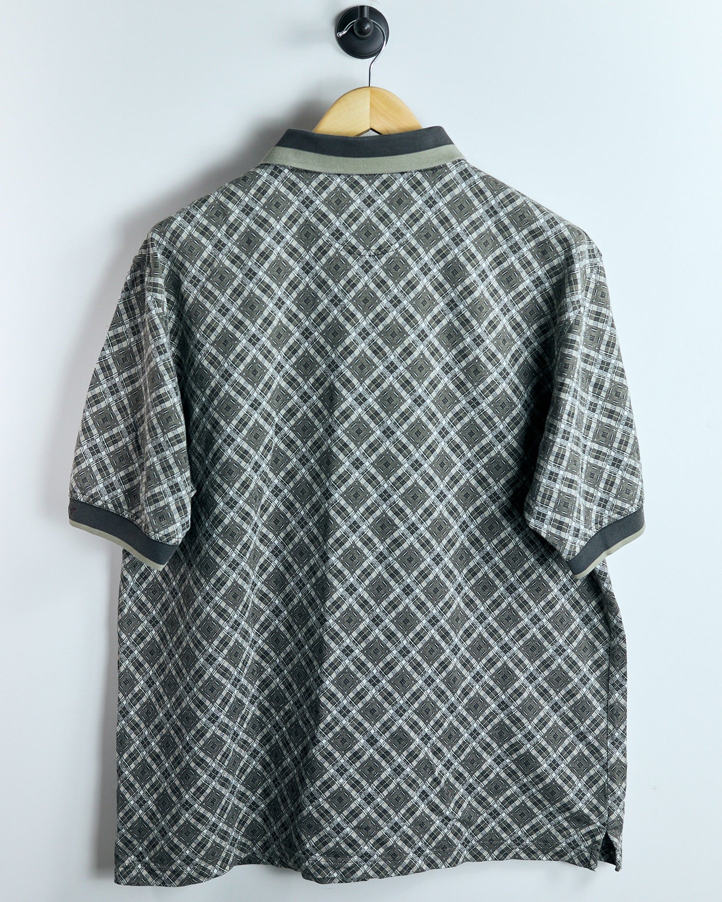 90s Greg Norman Brown/Cream Chequered Polo (L)