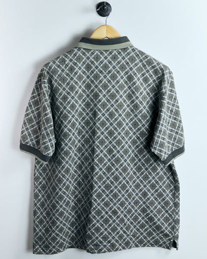 90s Greg Norman Brown/Cream Chequered Polo (L)