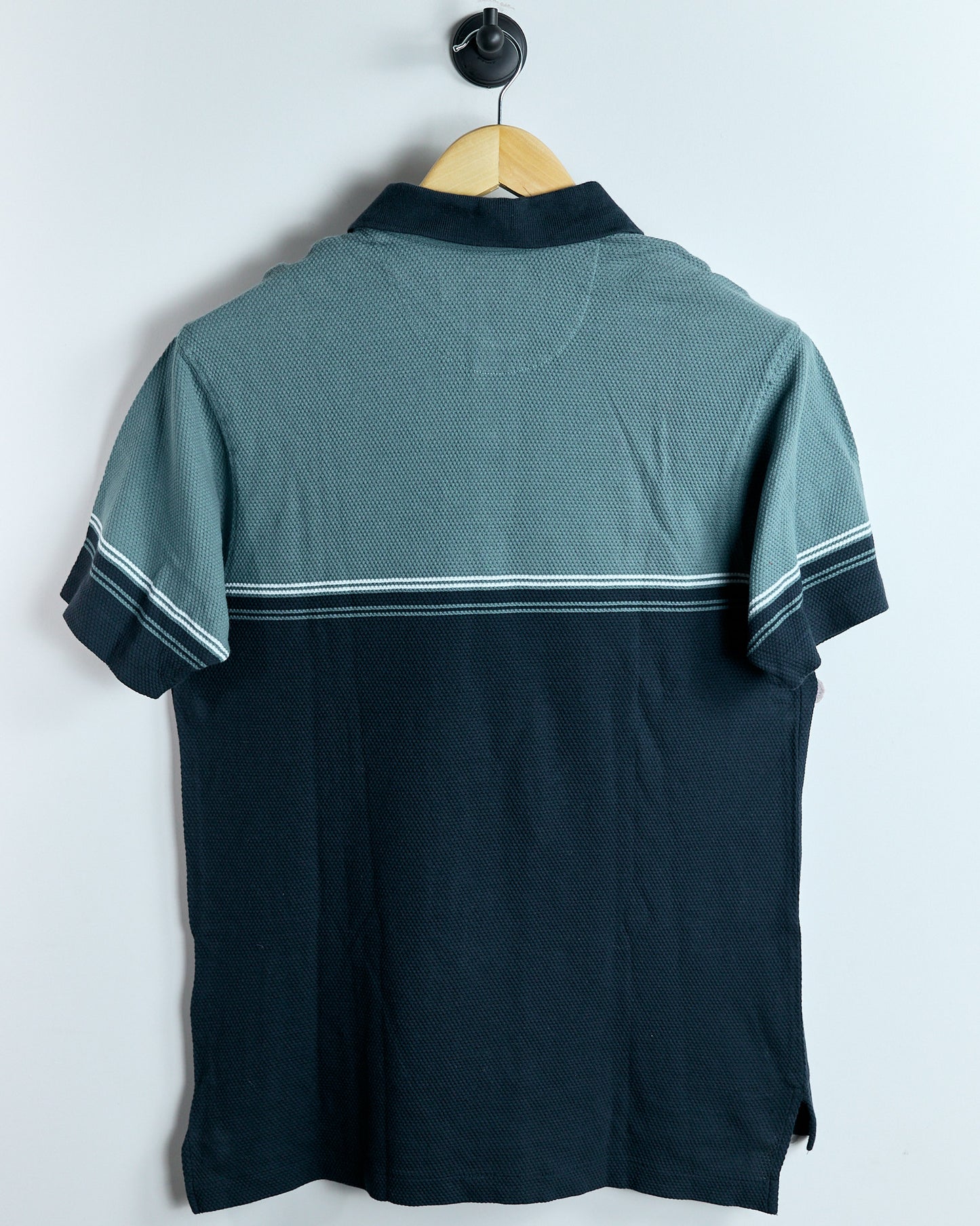 90s Nike Golf Shield Logo, Rare Swoosh collar, Navy Blue/Light Blue Cotton Polo (M)