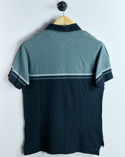 90s Nike Golf Shield Logo, Rare Swoosh collar, Navy Blue/Light Blue Cotton Polo (M)